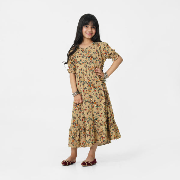 Brown Printed Dress